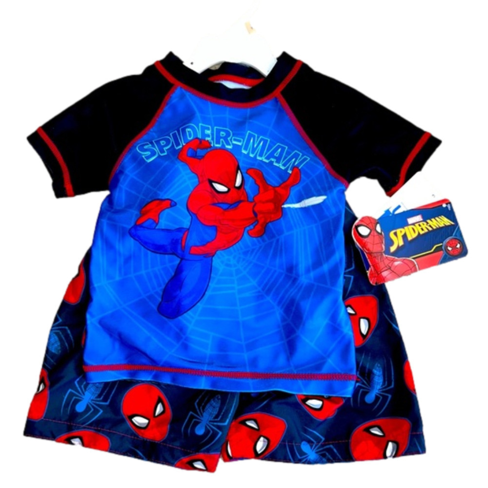 Nwt Toddler Boy Marvel Spider-Man swim trunks and rash guard set